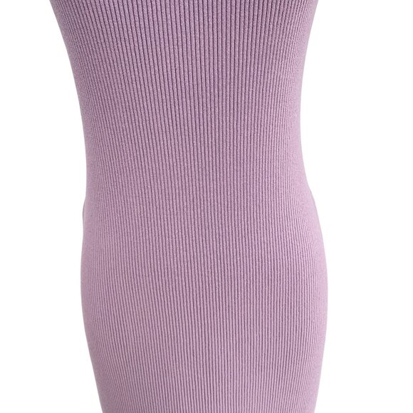 Gstq Lavender Ribbed Midi Dress V Neck Bodycon Knit Sleeveless Stretch NWT M - Picture 7 of 12